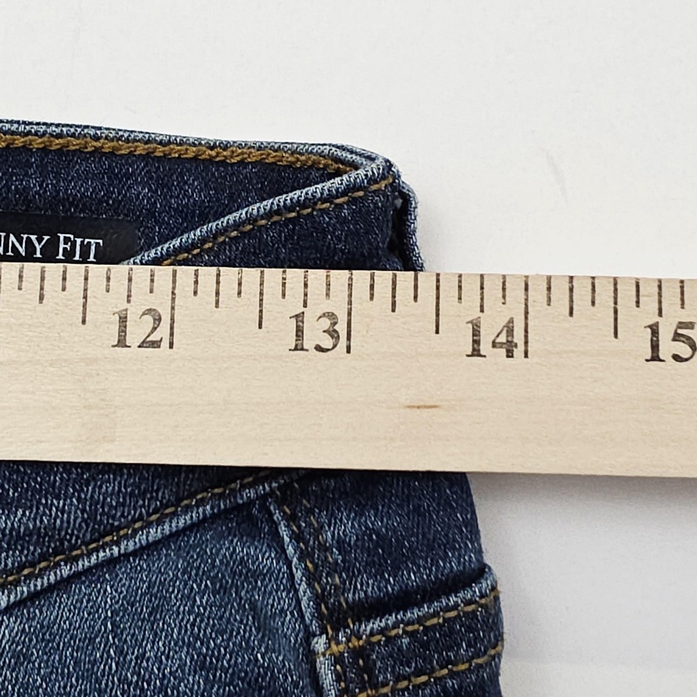 Judy Blue Jeans Womens 7/28 Dark Wash Mid Rise Skinny Distressed Crop Frayed Hem - Picture 8 of 11